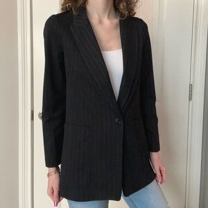 H&M women’s black pinstripe blazer suit jacket